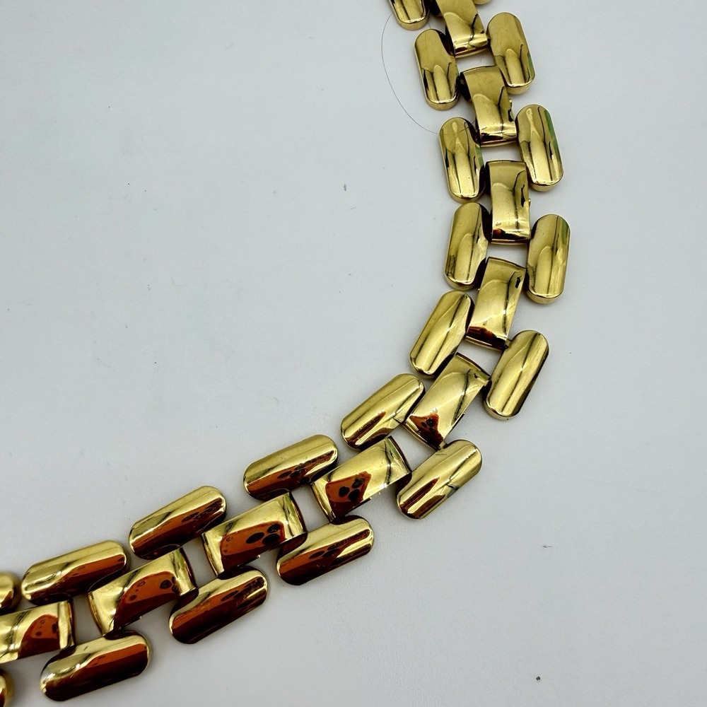 Vtg NAPIER‎ Gold Tone Chain Link Collar Necklace Egyptian Rev Pat Number